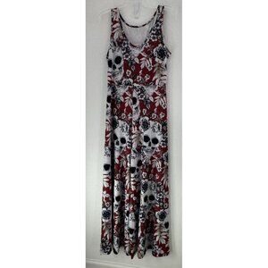 Skull Jumpsuit All Over Print Halloween Grunge Goth Women's Sz M Day Of The Dead